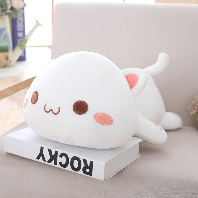 Kawaii Cat Doll Pillow Plush Toy open white Plushie Depot
