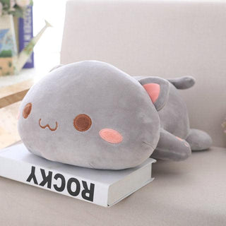 Kawaii Cat Doll Pillow Plush Toy open grey - Plushie Depot
