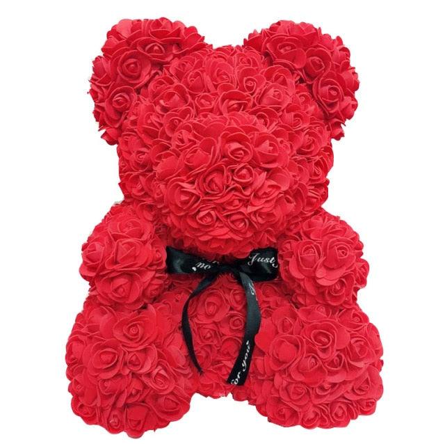 Rose Bear Valentines Day "Forever" Flower Teddy Bear Red Bear Plushie Depot
