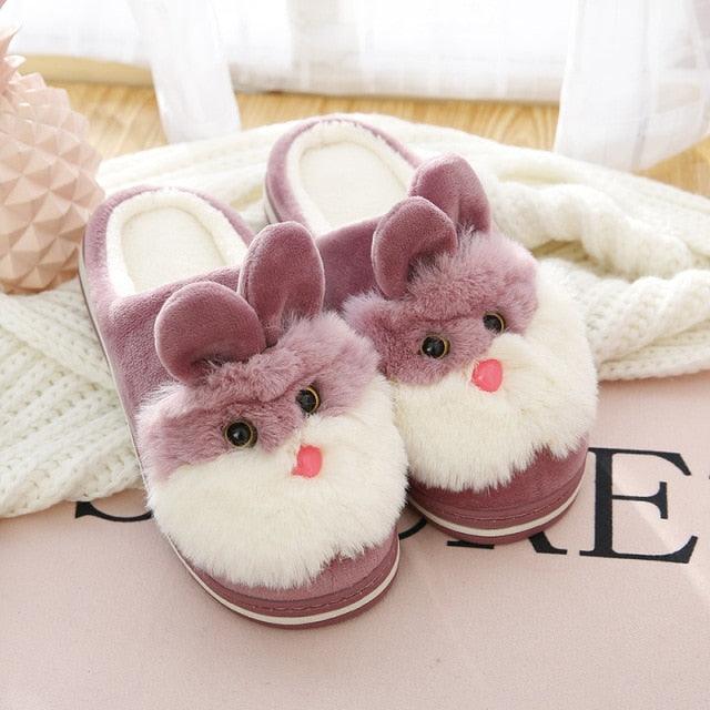 Cute Indoor Rabbit Slippers Purple Slippers Plushie Depot