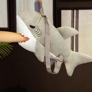 Cute Great White Shark Plush Backpack gray Plushie Depot