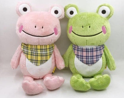 Green Cute Frog Plush Kawaii Plushie Green & Pink - Plushie Depot