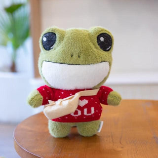 Kawaii Green Frog Plush Toy 11" Red Plushie Depot