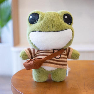 Kawaii Green Frog Plush Toy 11" Brown - Plushie Depot