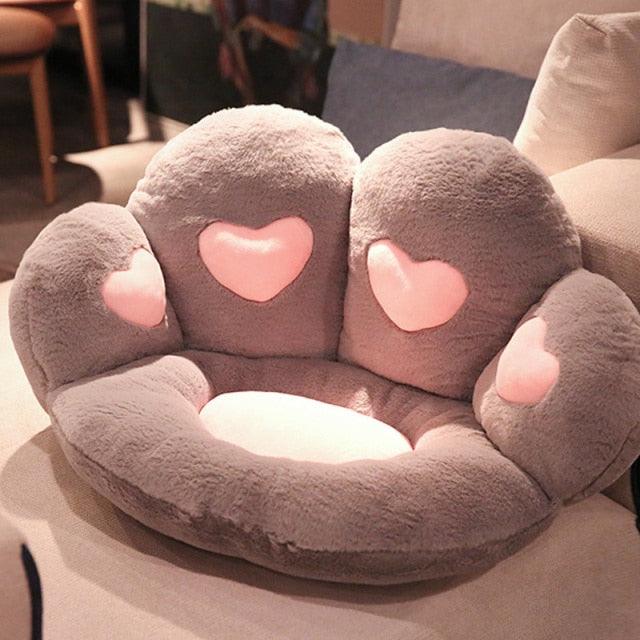 Cute Cat Paw Shape Chair Pillows gray Pillows Plushie Depot
