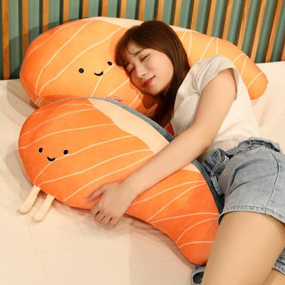Cute Cartoon Salmon Sashimi Pillow Pillows Plushie Depot
