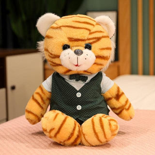 Cute Sweet Tiger Plush Toys Green Vest Plushie Depot
