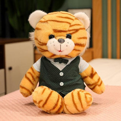 Cute Sweet Tiger Plush Toys Green Vest Stuffed Animals Plushie Depot