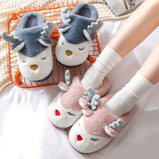 Cute Reindeer Plush Slippers Slippers - Plushie Depot