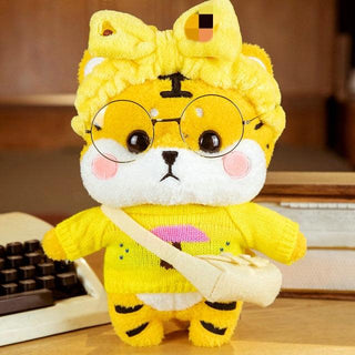 Kawaii Knitted Clothing Cosplay Tiger Plush Toys 12" yellow bow Plushie Depot
