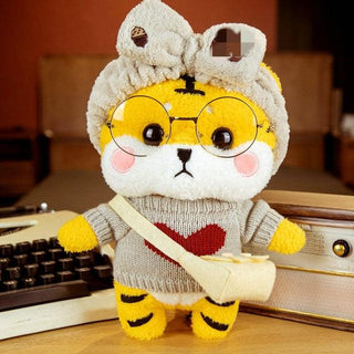 Kawaii Knitted Clothing Cosplay Tiger Plush Toys 12" grey bow Plushie Depot