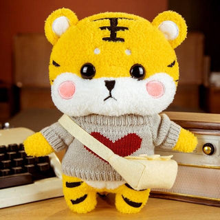 Kawaii Knitted Clothing Cosplay Tiger Plush Toys 12" brown heart Plushie Depot