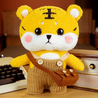 Kawaii Knitted Clothing Cosplay Tiger Plush Toys 12" brown Overalls Plushie Depot