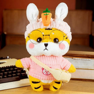 Kawaii Knitted Clothing Cosplay Tiger Plush Toys 12" carrot bow Plushie Depot