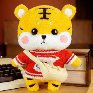 Kawaii Knitted Clothing Cosplay Tiger Plush Toys 12" santa Overalls Plushie Depot