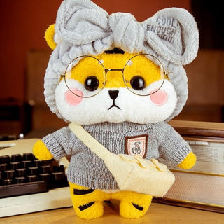 Kawaii Knitted Clothing Cosplay Tiger Plush Toys 12" grey bow 1 Plushie Depot