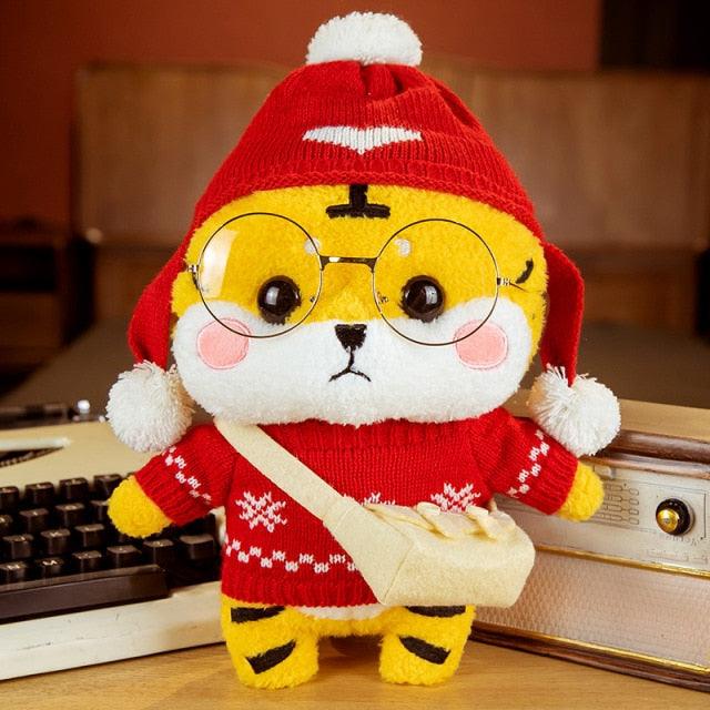 Kawaii Knitted Clothing Cosplay Tiger Plush Toys 12" white ball hat Stuffed Animals - Plushie Depot