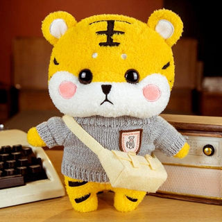 Kawaii Knitted Clothing Cosplay Tiger Plush Toys 12" grey Overalls Plushie Depot