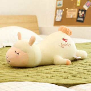 Kawaii Laying Down Alpaca Plush Toys white Stuffed Animals - Plushie Depot
