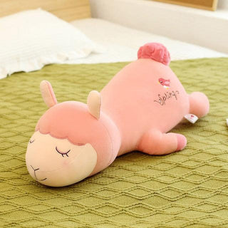 Kawaii Laying Down Alpaca Plush Toys pink Stuffed Animals - Plushie Depot