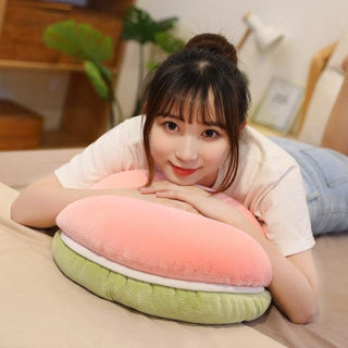 Multicolor Macaron Plush Pillows green pink - Plushie Depot