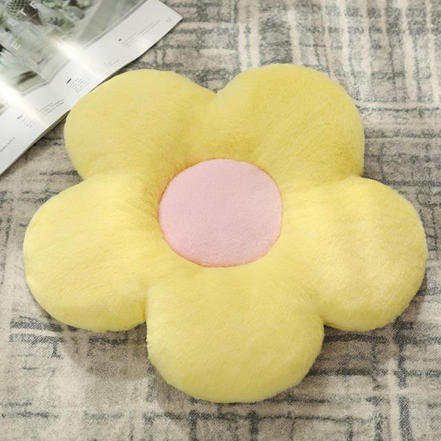 Kawaii Flower Cushion Pillow Plush Toy Yellow - Plushie Depot