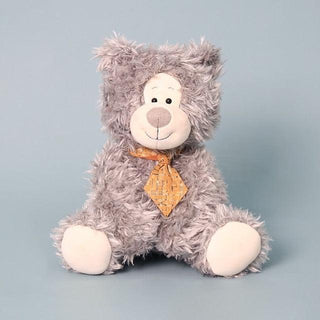 Silly Furry Plush Teddy Bear orange bow Plushie Depot
