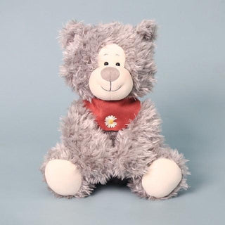 Silly Furry Plush Teddy Bear red scarf Stuffed Animals - Plushie Depot