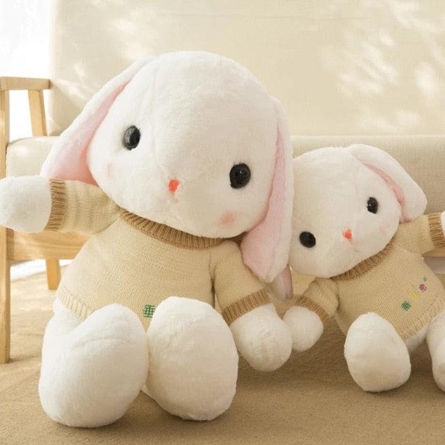 Adorable Sweater Bunny Plushies White bunny Brown Plushie Depot