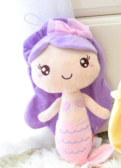 Fairy Tale Mermaid Princess Plushies purple hair Mermaid Plushie Depot