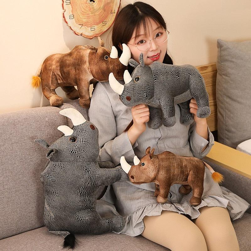 Realistic Rhino Plush Toys Stuffed Animals Plushie Depot