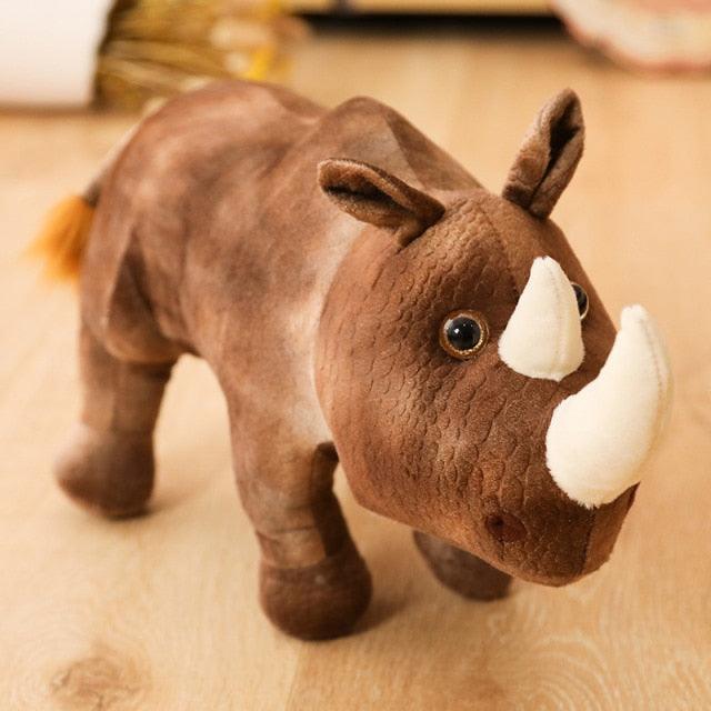 Realistic Rhino Plush Toys brown Stuffed Animals Plushie Depot