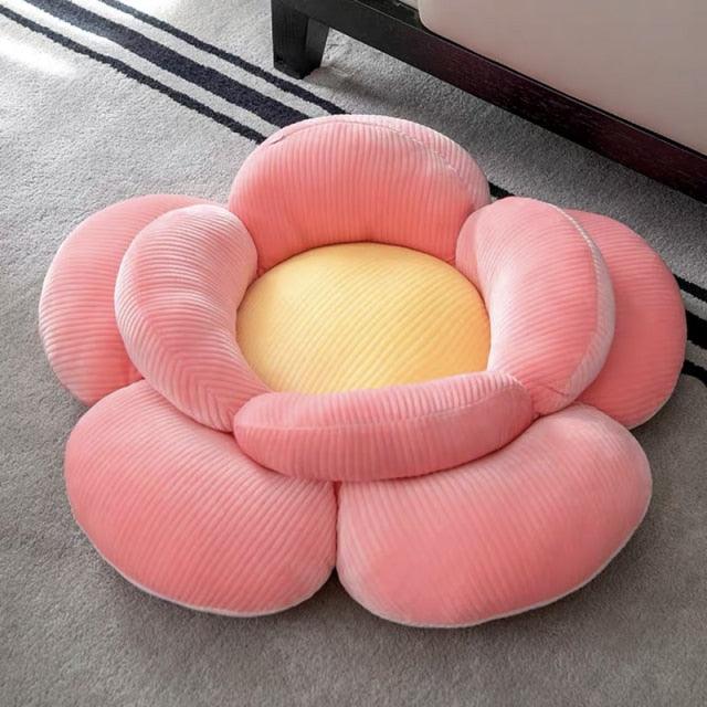 Pink Flower Seat Pillow Futon Ground Mat Cushion pink flower 19''X19'' Plushie Depot