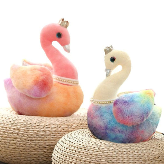 Pink Rainbow Swan fluffy Doll toy Plushie Depot