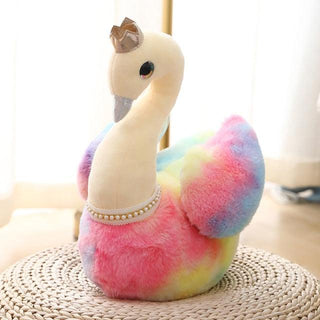 Pink Rainbow Swan fluffy Doll toy - Plushie Depot