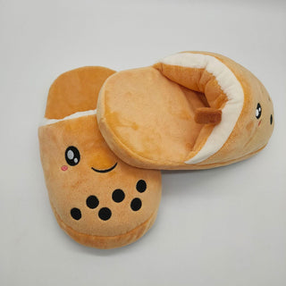 Cute Boba Tea Plush Slippers Slippers - Plushie Depot