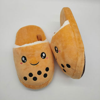 Cute Boba Tea Plush Slippers Slippers - Plushie Depot