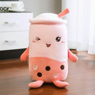 Real Life Bubble Tea Cup Stuffed Pillows Pink CN Plushie Depot
