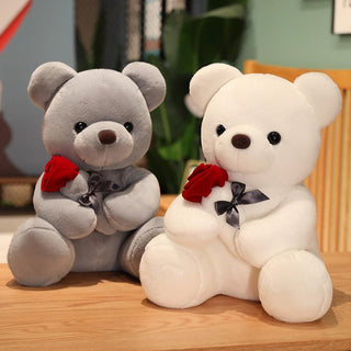Teddy Bear With Rose Super Soft Plushie Plushie Depot
