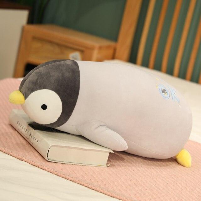 Snuggling Penguin Plushie Pillow gray Stuffed Animals - Plushie Depot