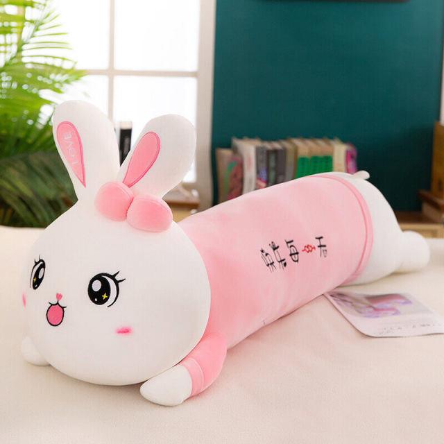 Large Lying Rabbit Pillow Toy Pink Pillows Plushie Depot