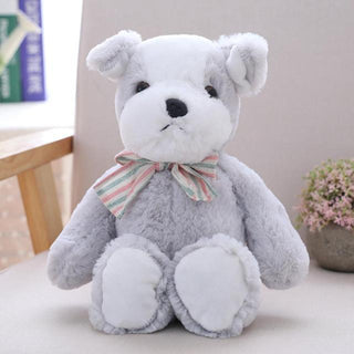 Cute Stuffed Animals With Bowties 11" grey dog Plushie Depot