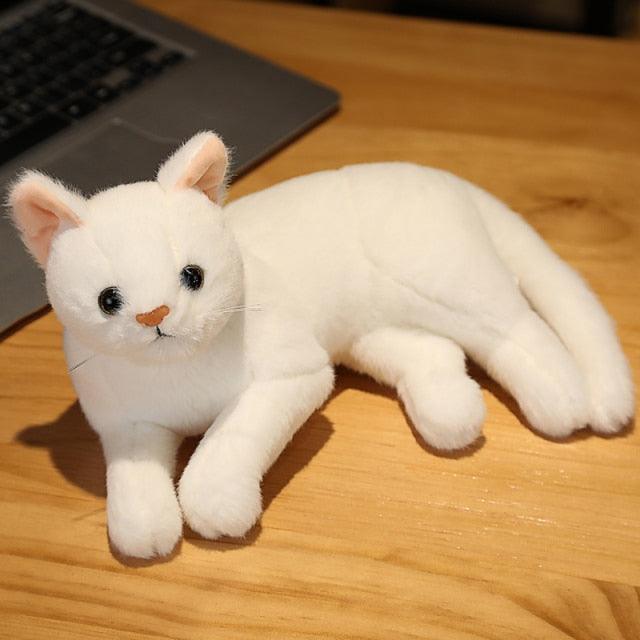 Real Prone Cat Stuffed Animal white Stuffed Animals Plushie Depot