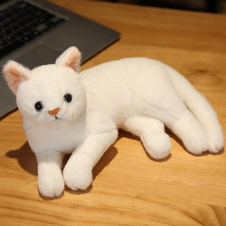 Real Prone Cat Stuffed Animal white Stuffed Animals - Plushie Depot