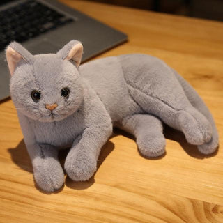 Real Prone Cat Stuffed Animal gray Stuffed Animals - Plushie Depot