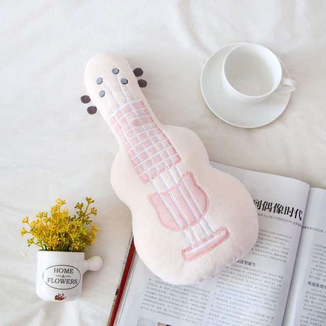 3D Guitar Pillow Plushie Toys light pink Stuffed Toys - Plushie Depot