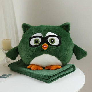 Owl Pillow Stuffed Animal With Blanket 16" Green Plushie Depot