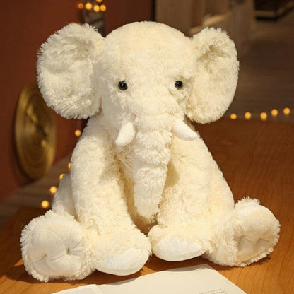 Cute & Fuzzy Big Elephant Plushie Beige Stuffed Animals - Plushie Depot