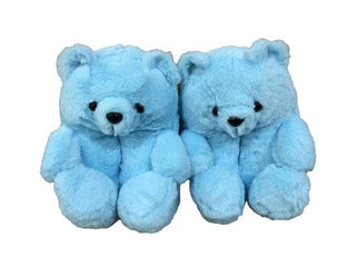 Teddy Bear Plush Slippers blue Plushie Depot