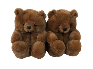 Teddy Bear Plush Slippers brown Plushie Depot